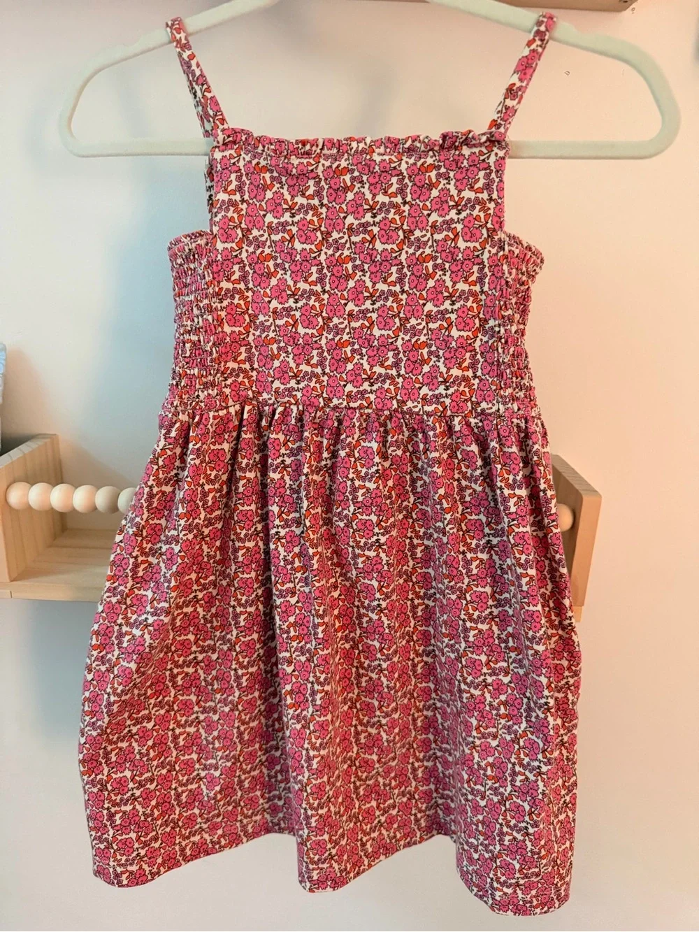 Amazon Essentials Pink Floral Smocked Sundress